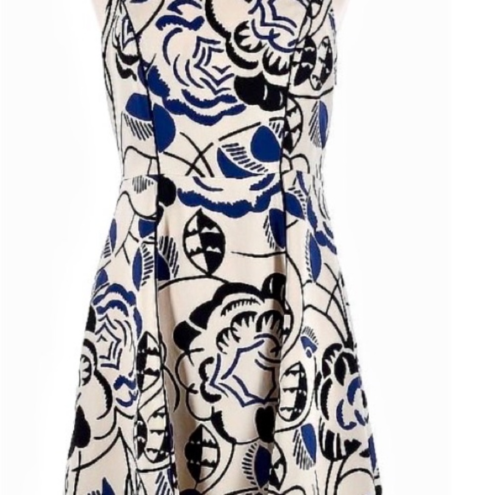 Anthropologie Vanessa Virginia Floral Midi Dress in Black and Blue, lined